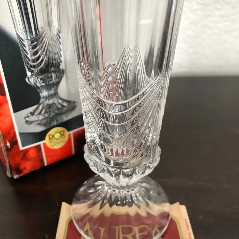 Vintage Aurea Crystal Glass Elegant Bud Vase